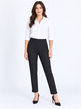IC by Connie C Bow Pearl Accent Pull-On Ankle Pants Black Size L 1005P